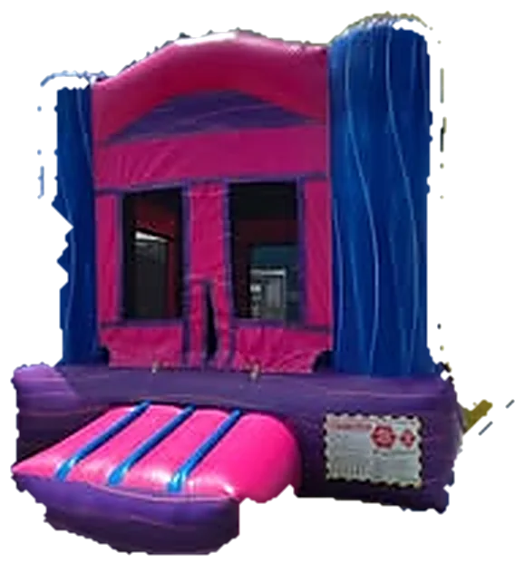 Castillo inflable 13x13 azul con columnas rosa